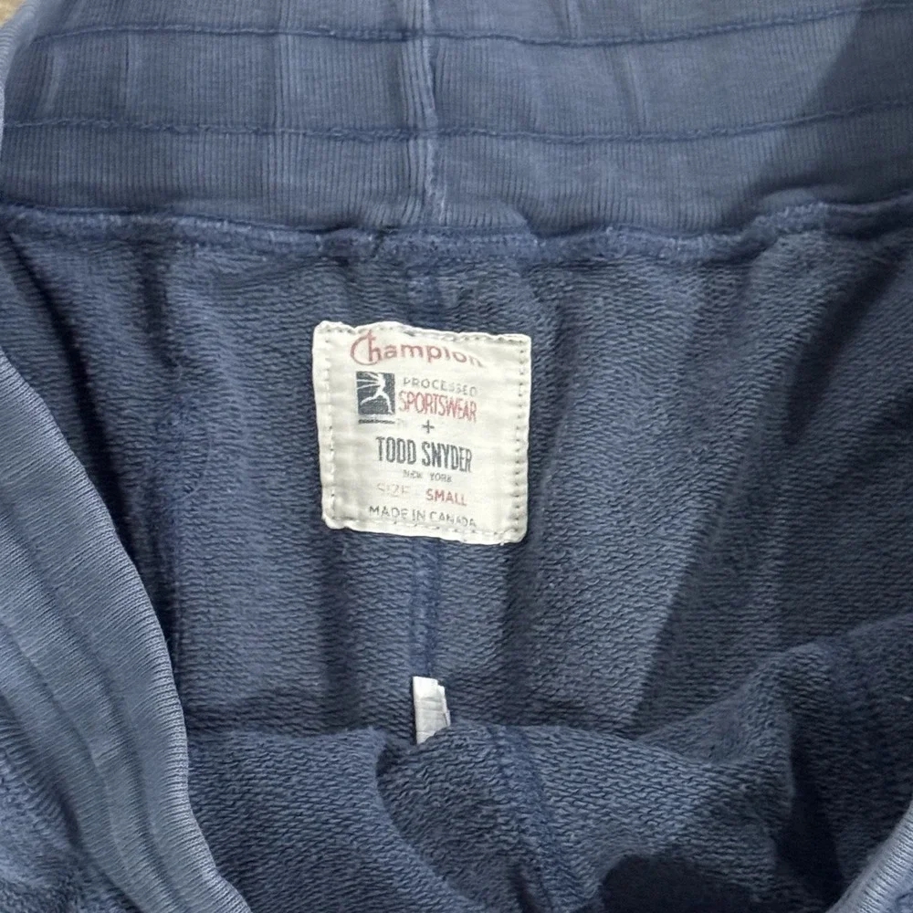 Champion Todd Snyder Mens Small Blue French Terry Fleece Drawstring Sweat Shorts